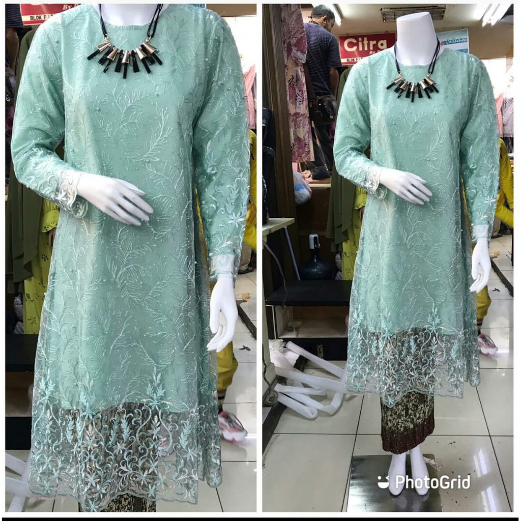 PROMO SET TUNIK TULLE BORDIR MUTIARA / SET TUNIK TULLE BORDIR / SET TUNIK PESTA