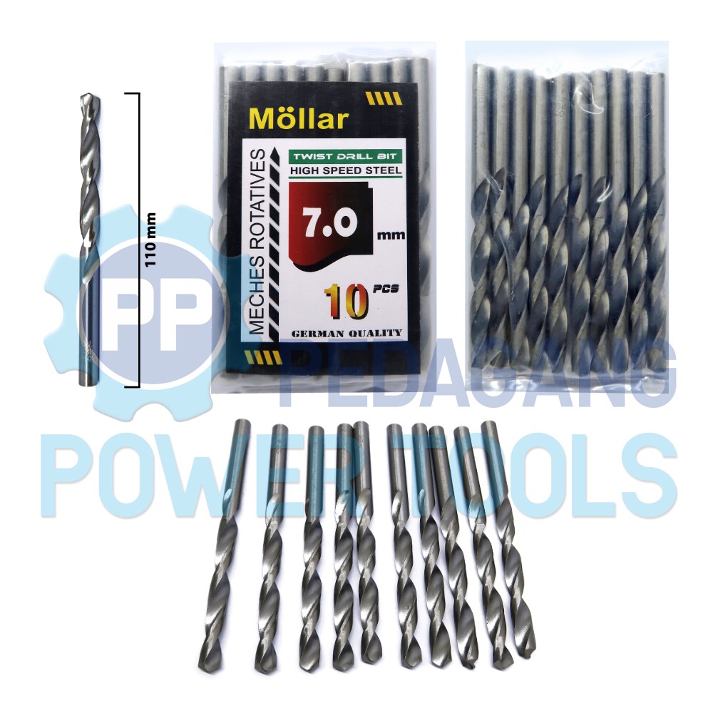 MOLLAR 1 SET 10 PCS MATA BOR BESI 7 MM MATABOR KAYU HSS DRILL BITS