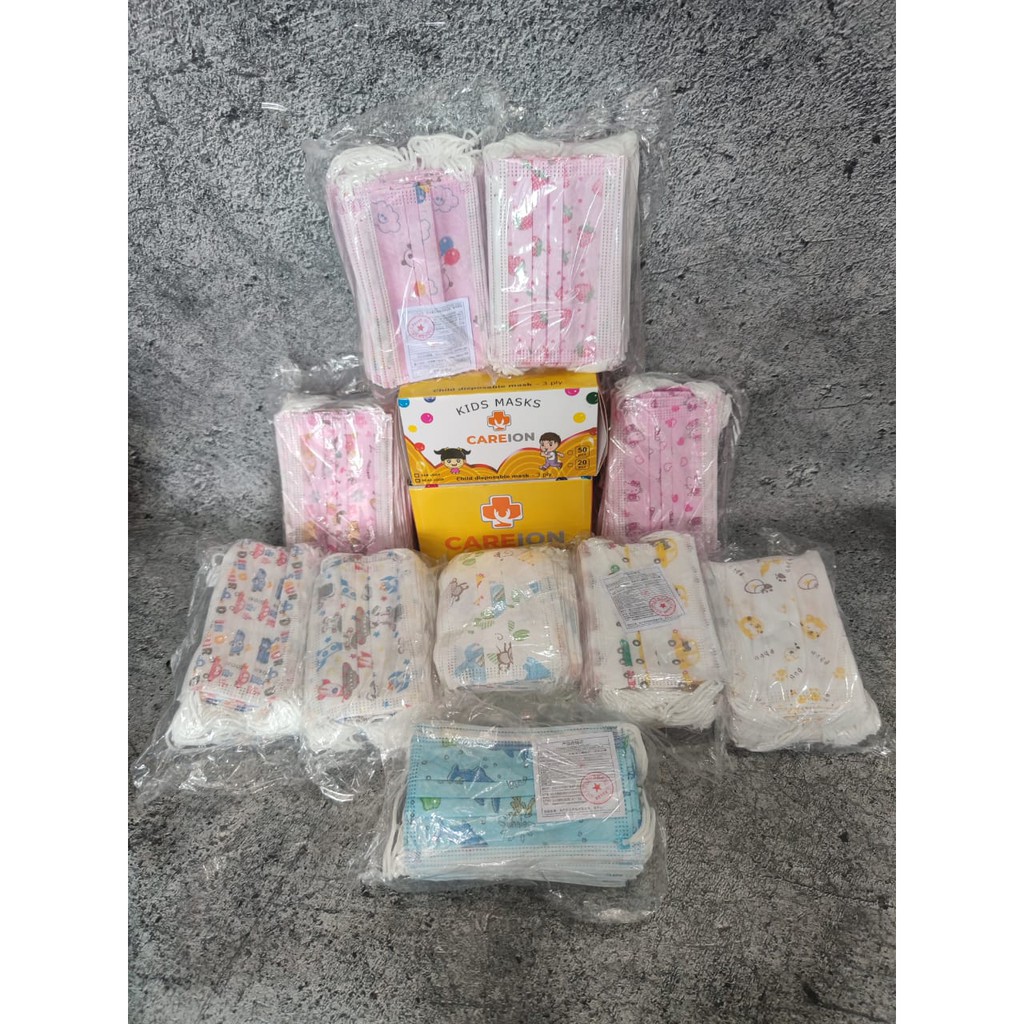 PER BOX 50PC - MASKER ANAK 3PLY CAREION MOTIF