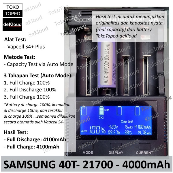 Authentic SAMSUNG 40T 21700 4000mAh Battery | batre baterai cas 45A