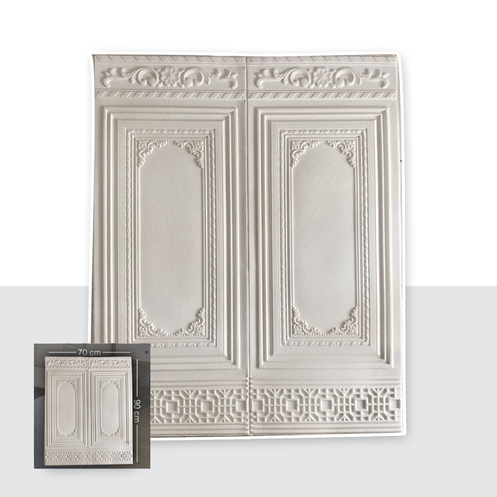 PROMO BELI 30 FREE 1 PCS !! WALLFOAM 3D PANEL 90CM X 70CM WALLPAPER FOAM-PANEL JATI PUTIH 5MM