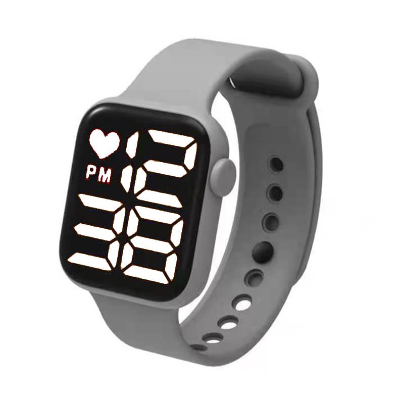 LDS J021 Jam Tangan Elektronik Fashion Rubber LED Digital Anti Air Termurah Import-LED PUTIH GREY