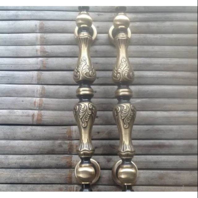 Brass Pull Handle / Handle Pintu Kuningan Motif Phion 37 cm Juwana