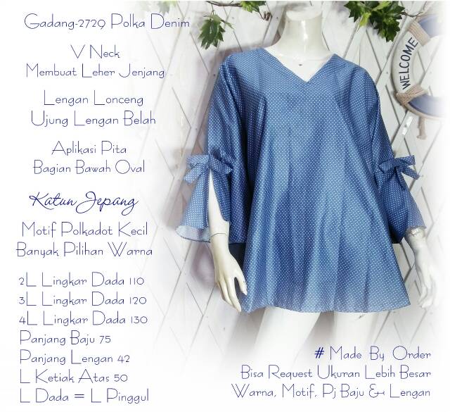 Lengan Lonceng Polkadot Shopee Indonesia