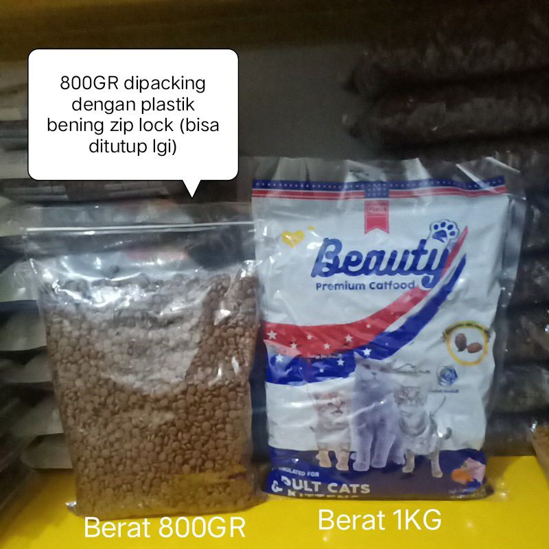 Beauty cat food makanan kucing 1 kg or 800 gr