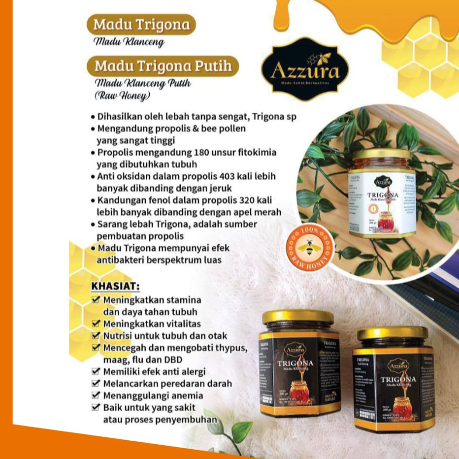 

MADU TRIGONA AZZURA PUTIH 350 gram madu klanceng lebah trigona premium