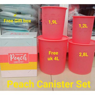 Toples peach canister peach set Tupperware