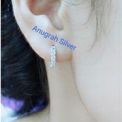 (COD)Anting jepit fashion wanita remaja dan dewasa kotak perak asli 925/silver lapisan emas putih murni..