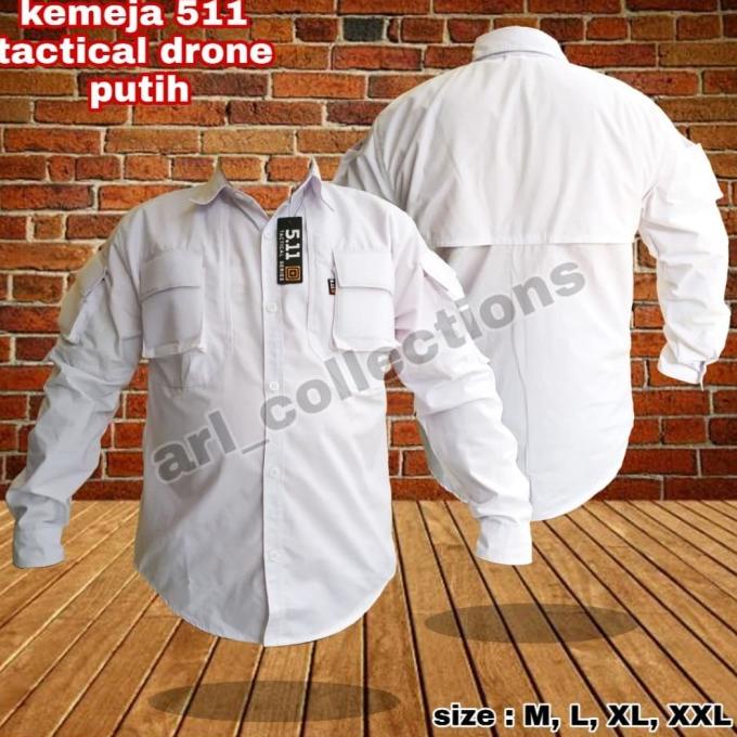 kemeja 511 tactical outdoor/kemeja drone PUTIH lapangan/army/PDL
