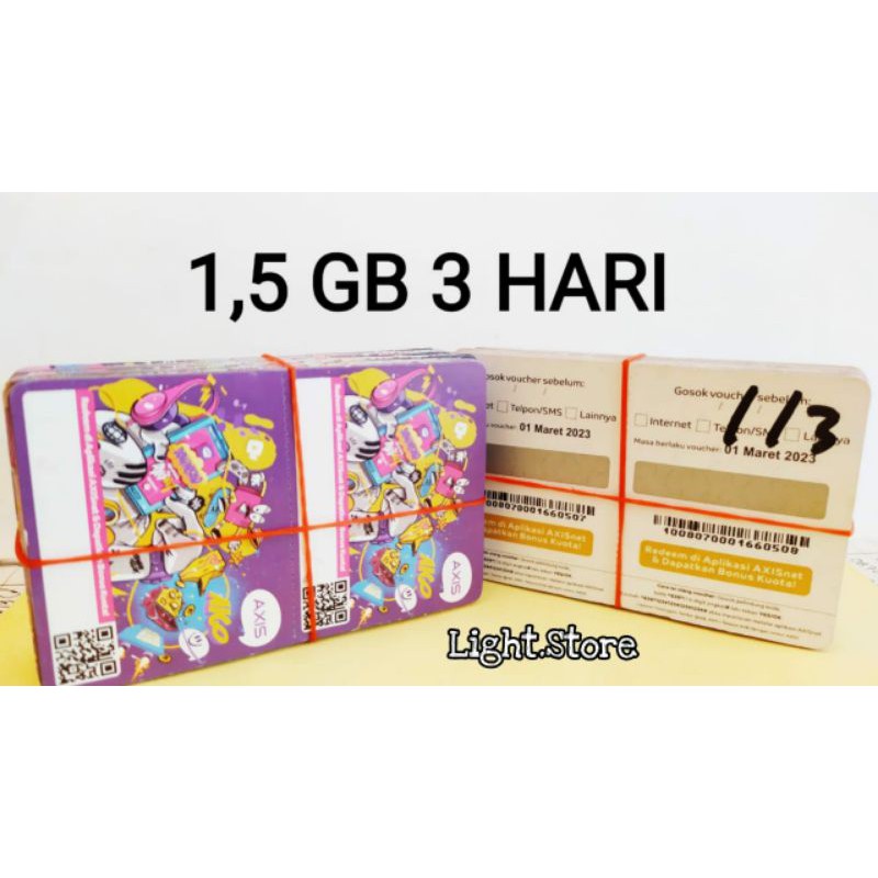 VOCHER AXIS 1,5 GB 3 HARI. BERLAKU NASIONAL