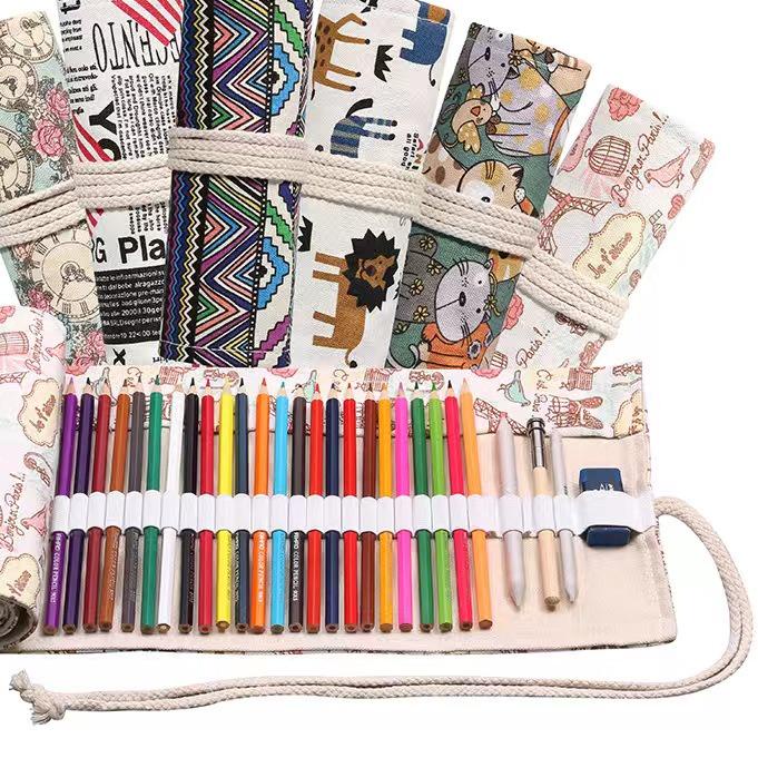 

Bohemian Tas Pensil Gulung Canvas 36 Slot Ukuran 46x20cm / Colour Pencil Case Slots / Tas Tempat Pensil Warna Gulung Canvas ,,