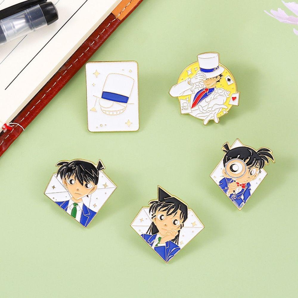 Lanfy Detektif Conan Bros Perhiasan Cosplay Logam Bros Pakaian Dekorasi Kartun Decor Lencana Enamel Bros