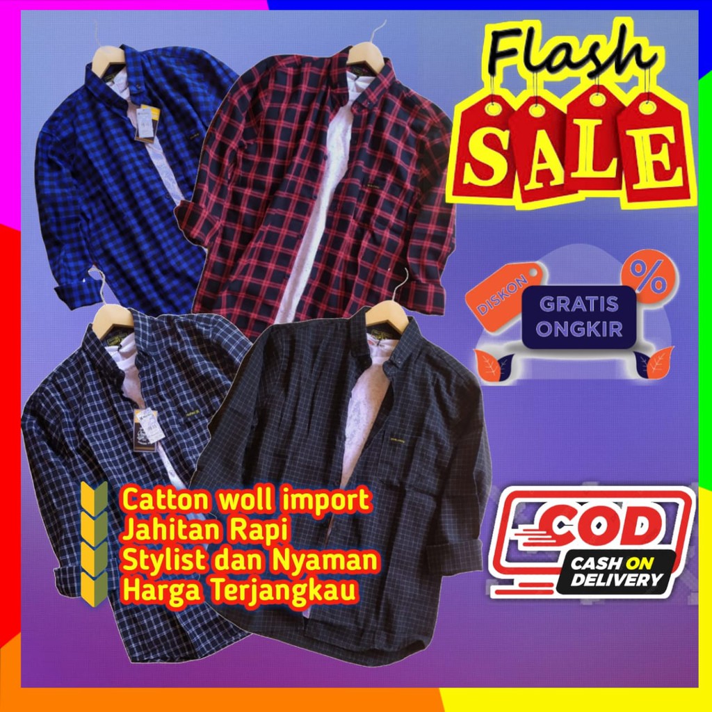 Baju Atasan Kemeja Flanel Kameja Flannel Kotak Kotak Pria Wanita Non Hodie Bisa Dipakai Cowok dan Ce