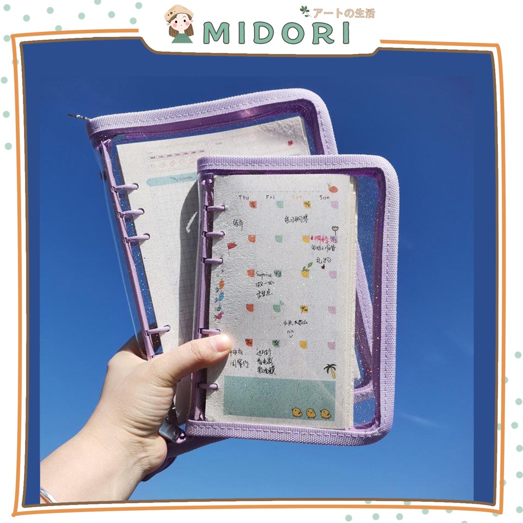 

[MIDORI] 6 Rings Binder A5 Resleting Binder A6 Resleting Zipper Binder - E0009