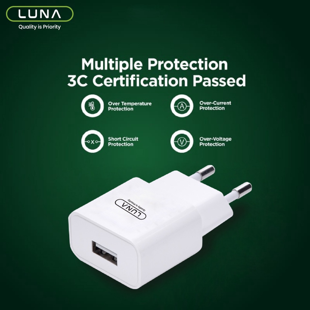 PROMO! Luna Charger Iphone Quick Charge 3.0 kepala charger oppo original adaptor kepala charger fast charger USB A193 2.4A