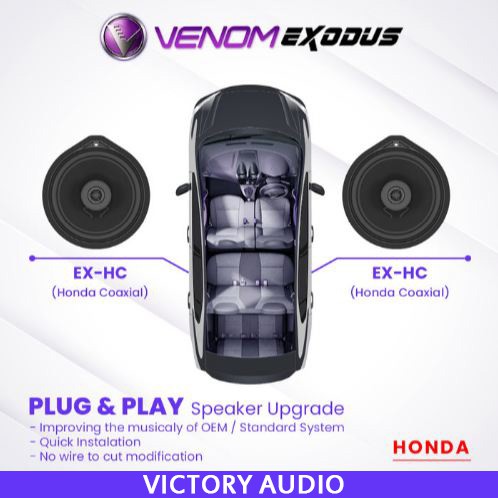 Speaker Coaxial 2-Way Venom Exodus EX-HC 6.5 Inch PnP OEM Honda Mid Bass Built in Tweeter Original B