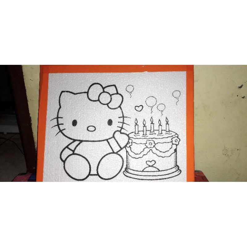 

styrofoam lukis anak hello kitty ultah
