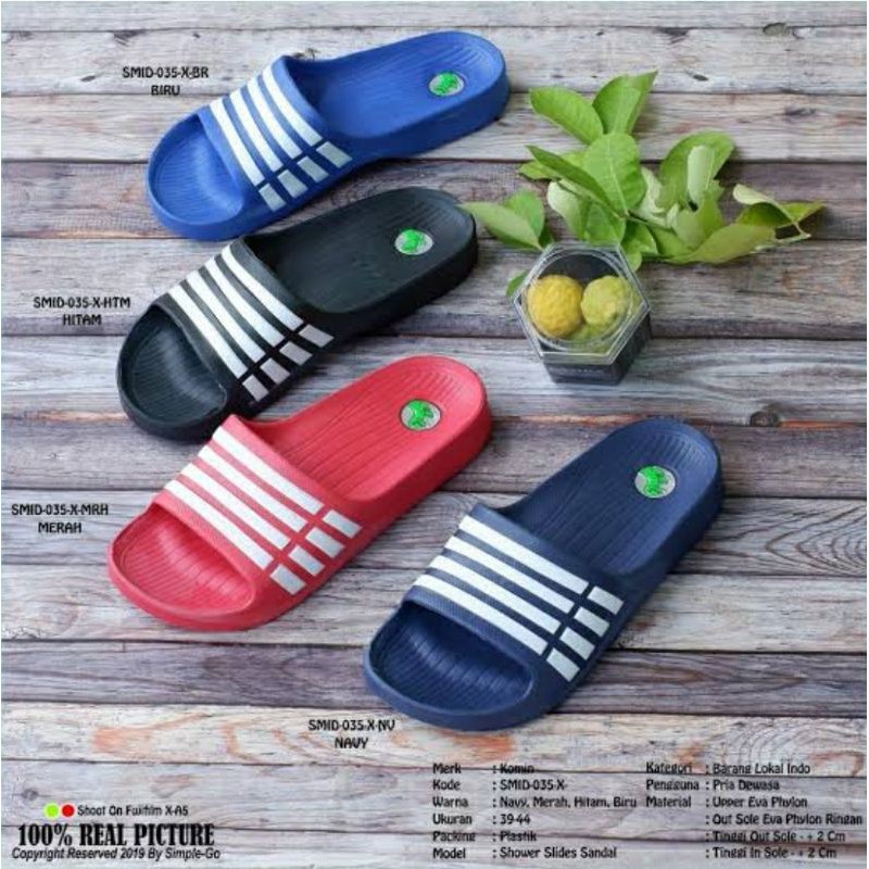VANCHNEE 731 GARIS SANDAL SELOP LAKI JUMBO LENTUR RINGAN NYAMAN ANTI SLIP