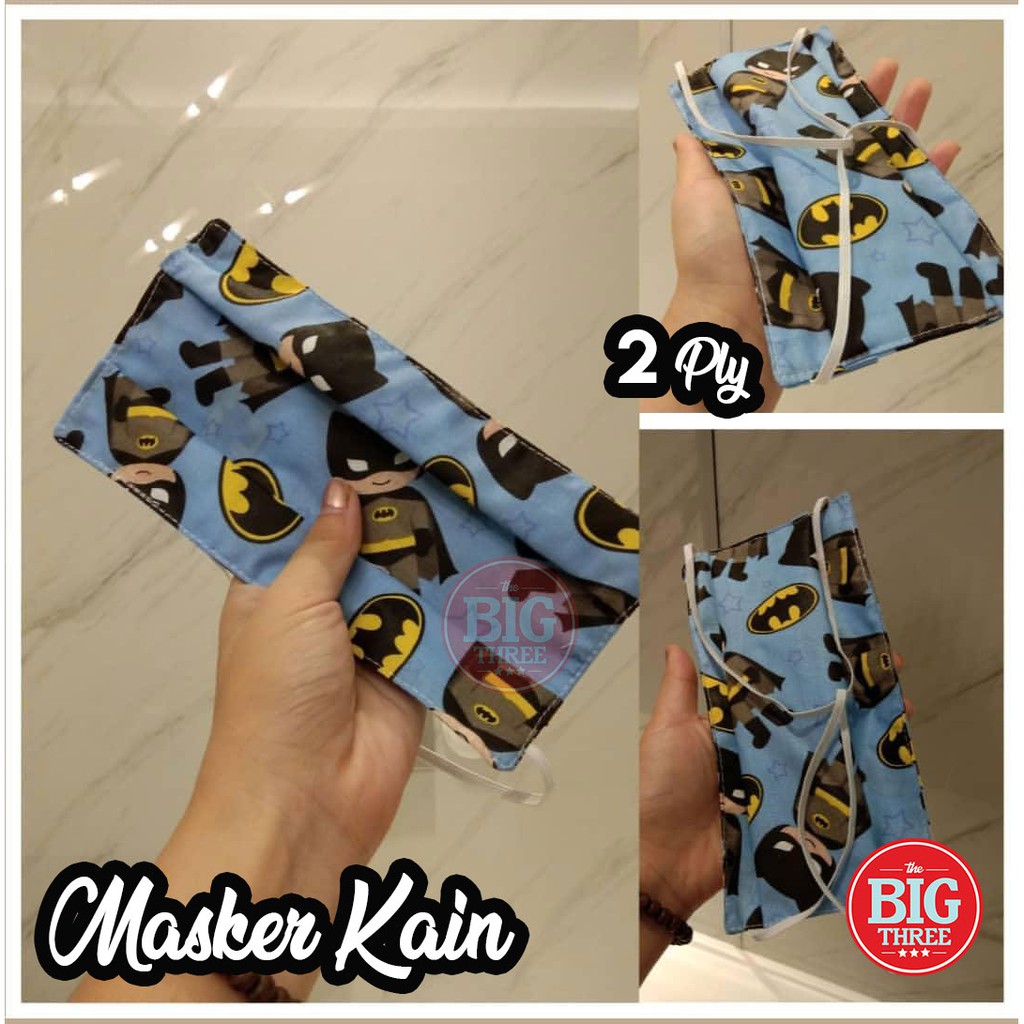 Masker Kain 2 PLY Karakter / Masker Mulut Kain Karet Hijab lucu anak premium headloop - thebig3