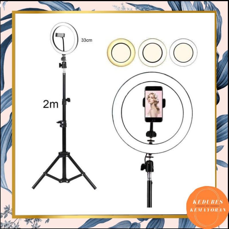 RING LIGHT LED 33CM Lampu 33 cm Make Up Lampu Ringlight 33CM+Tripod 2.1M [Paket]