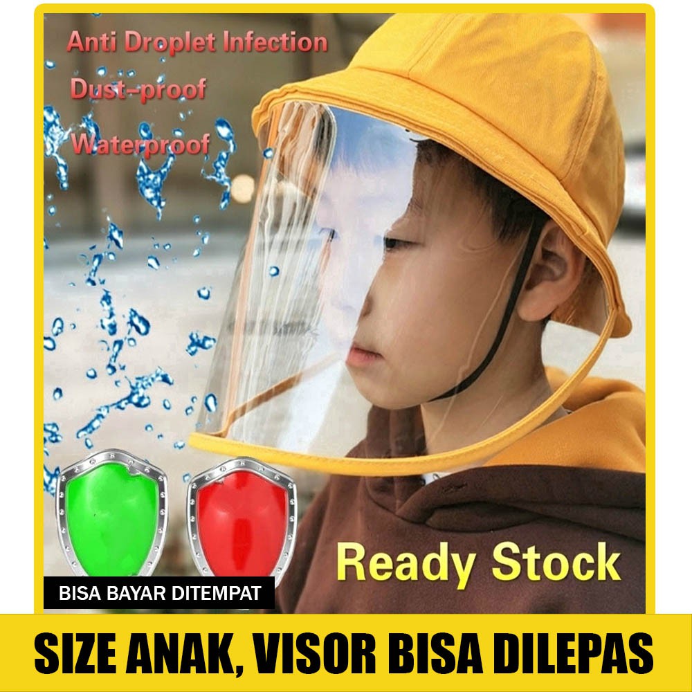 TOPI ANTI CORONA ANAK FACE SHIELD PELINDUNG MUKA WAJAH   ANTI DROPLET HAT