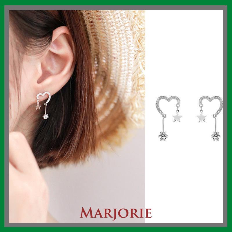 925 Silver Stud Earrings Indah Cinta Fringe Girl Stars Anting Desain Kecil Berkualitas Tinggi-MJD