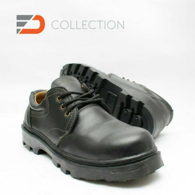 Sepatu safety pendek hitam bahan kulit sapi asli | Shopee