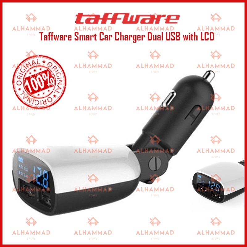 Taffware Smart Car Charger Dual USB with LCD