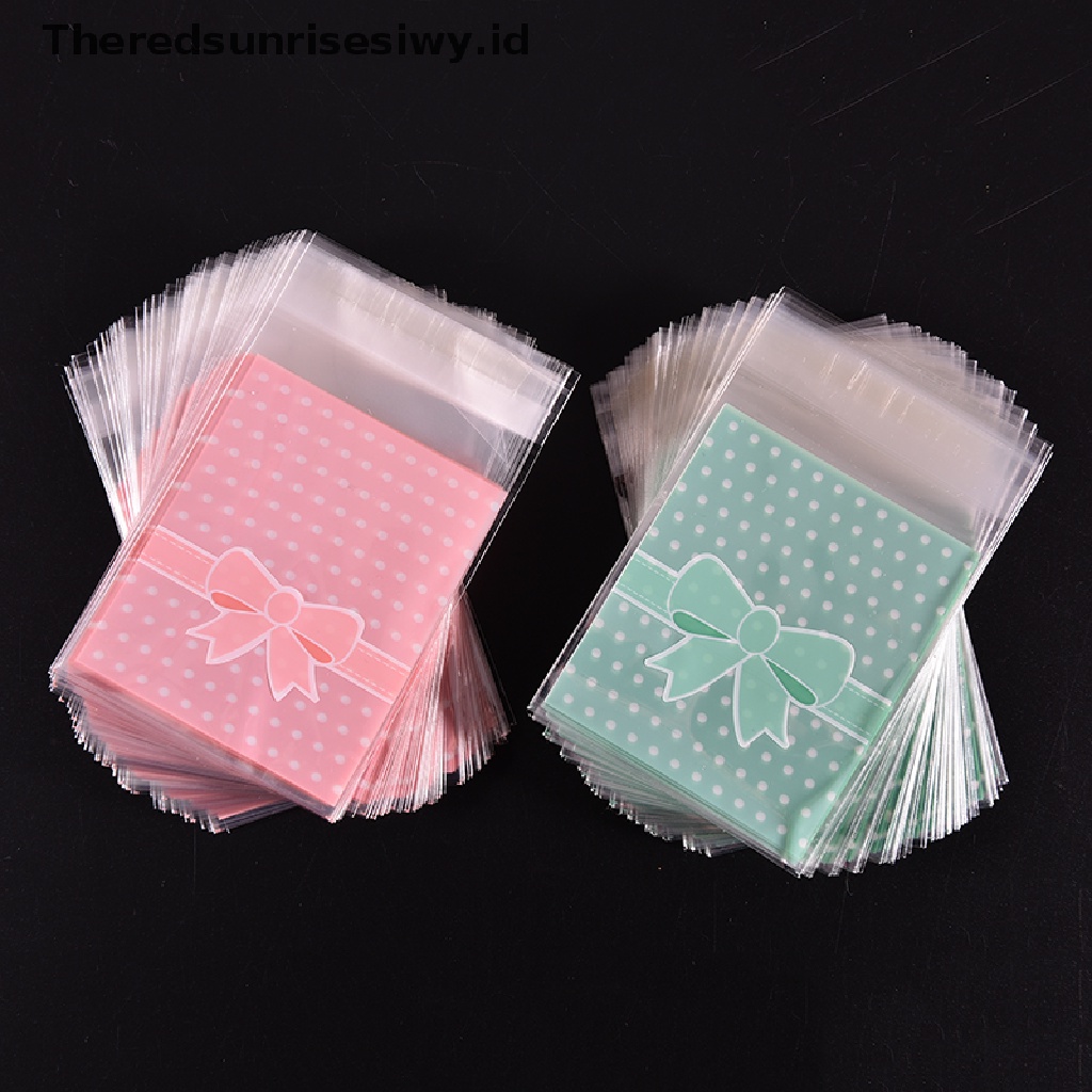 # Alat Rumah Tangga # 100pcs Kantong Plastik Cellophane Dengan Perekat Untuk Permen / Kue Kering / Pernikahan / Ulang Tahun