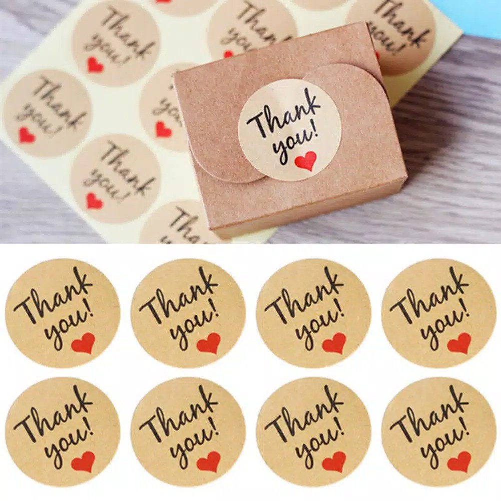 Sticker Thank You Stiker  Kertas  Craft Segel  Seal Packaging 