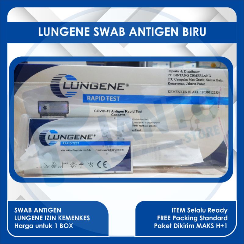 Jual Alat Swab Antigen Lungene Rapid Test Antigen Biru Box Indonesia Shopee Indonesia