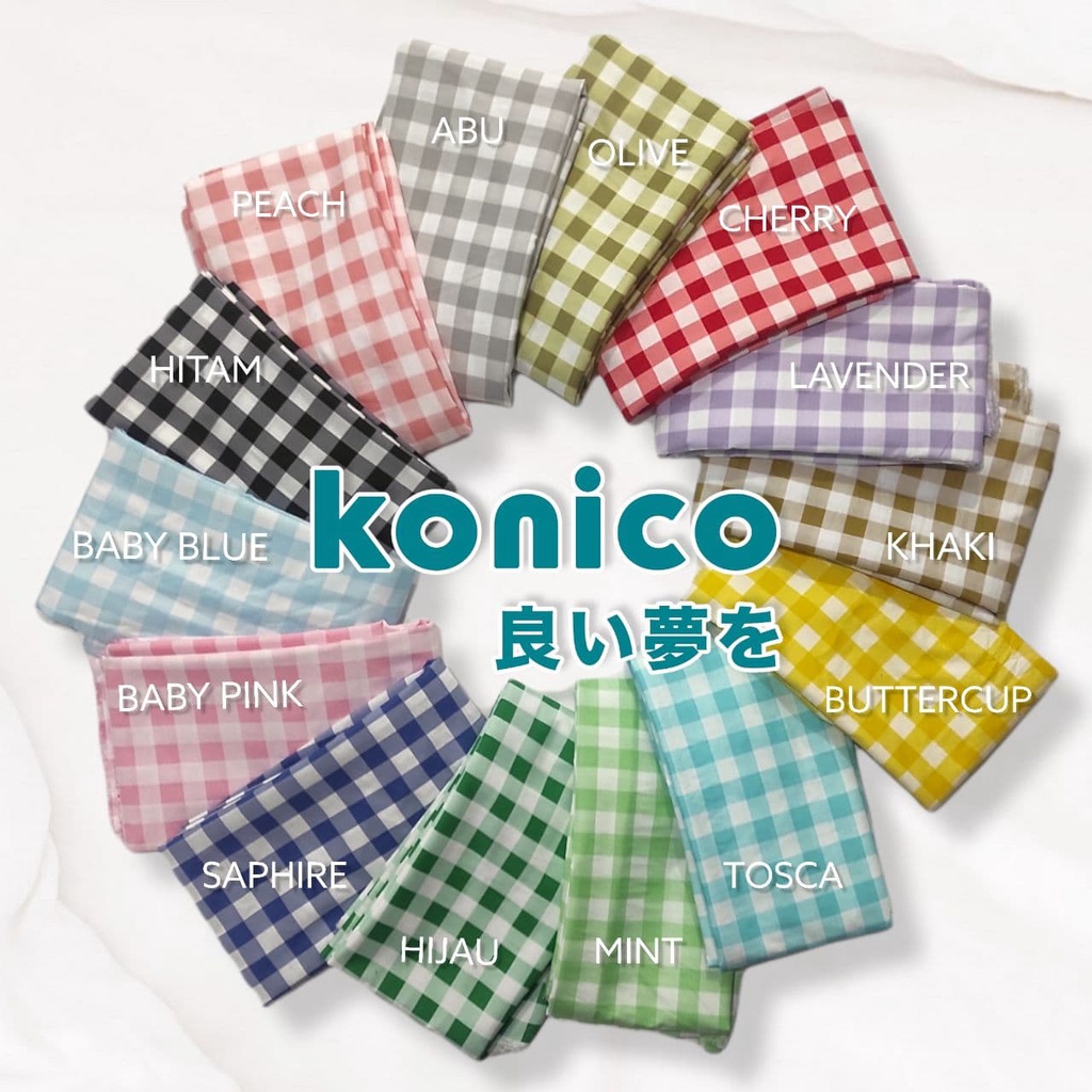 konico Sprei Kain Katun Meteran Motif Minimalis kotak 1 cm - 2 cm EMILY KHAKI star esra catra vol 2