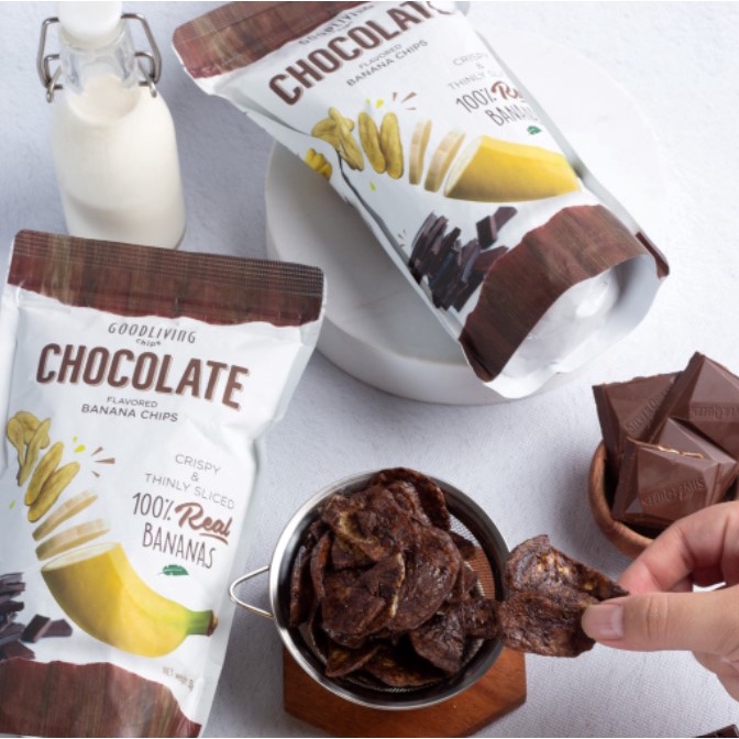 Keripik Pisang Good Living Chocolate 55gr - Banana Chips Chocolate 55g