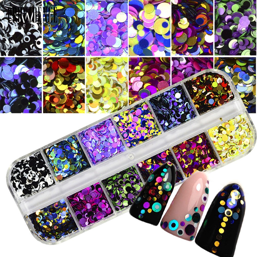 Providence 12 Grid Glitter Mixed Mirror Round Nail Art Sequins DIY Manicureation