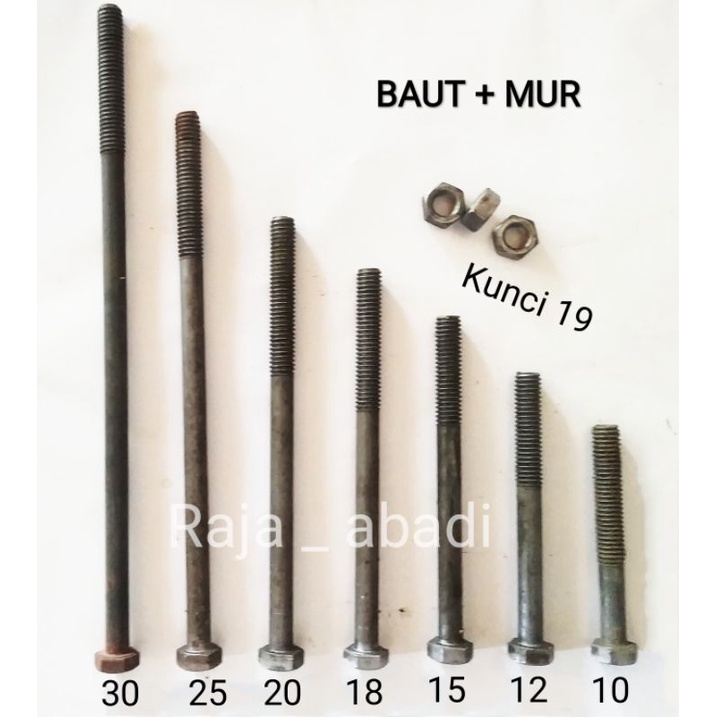 Baut omah - Baut rumah - baut dan mur -  baut balok kayu panjang 10cm 12cm dan 15cm