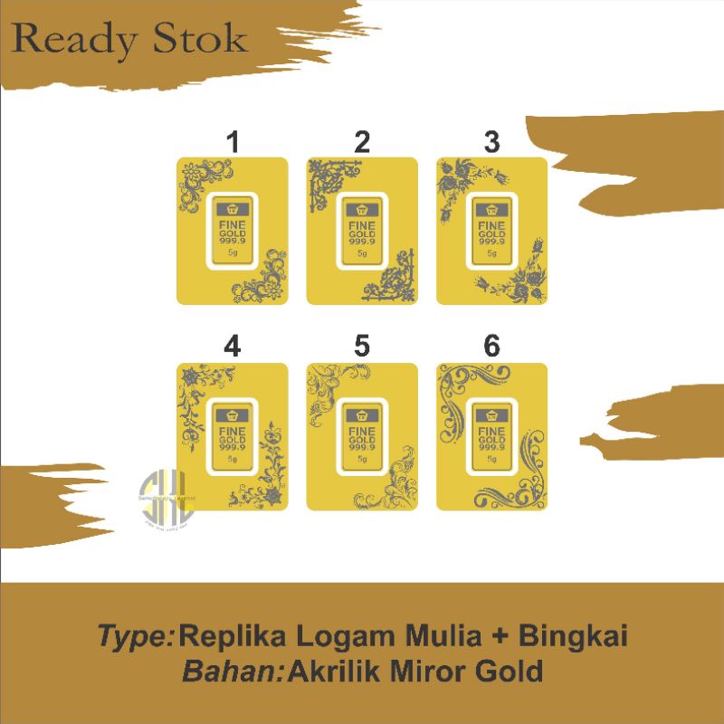 REPLIKA LOGAM MULIA + BINGKAI (Akrilik Miror Gold)