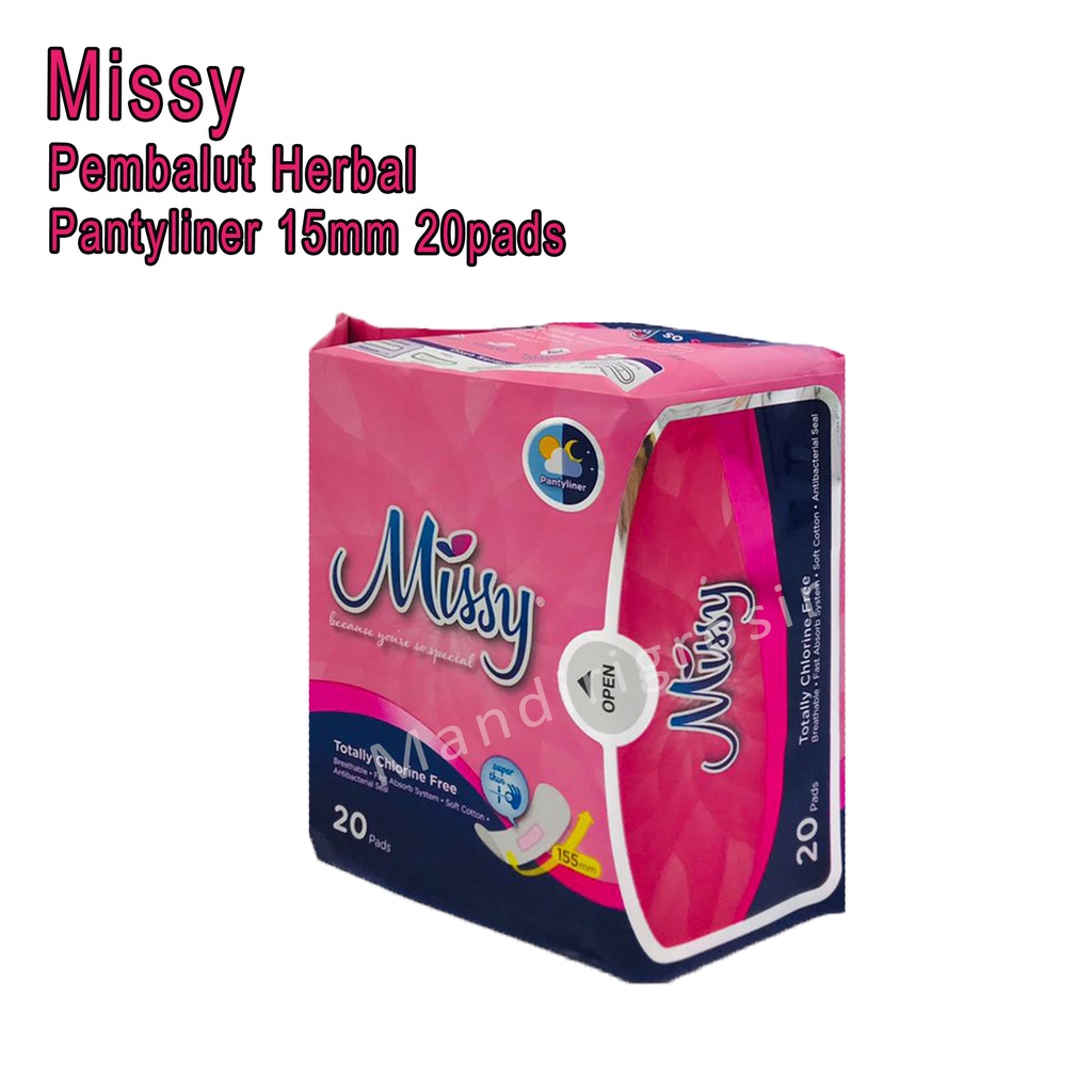 Pembalut Herbal Non Wing * Missy * Pantyliner 15mm * 20pads