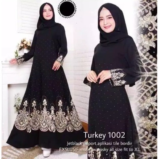 Exclusive Casual Abaya Hitam Bordir Bahan Jetblack Saudi Dress Maxi Turki Umroh Kwalitas Boutique-3
