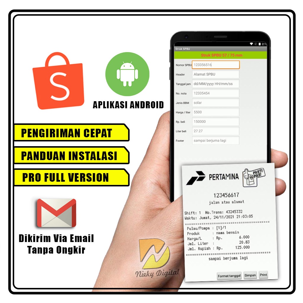 Aplikasi Android  Print Struk Bon SPBU Pro Android 3 Model