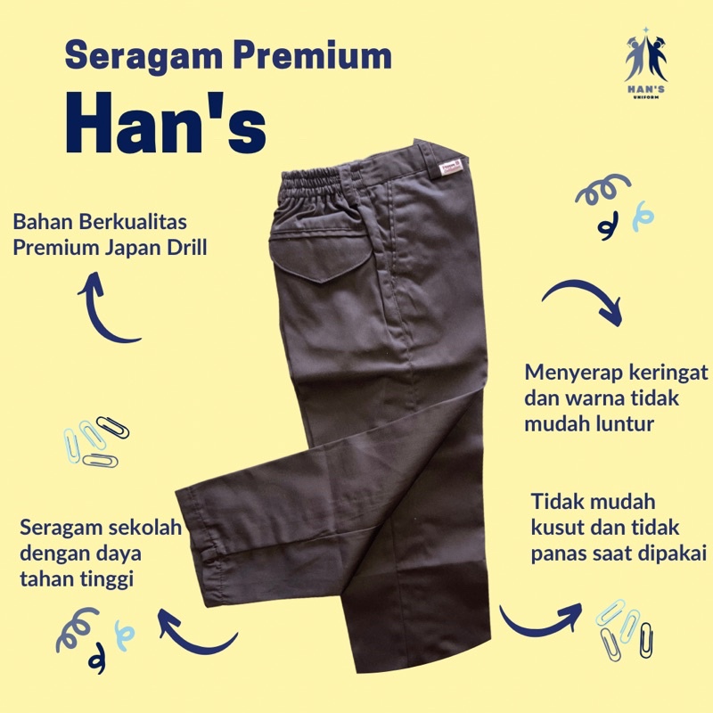 celana seragam sd panjang coklat premium japan drill