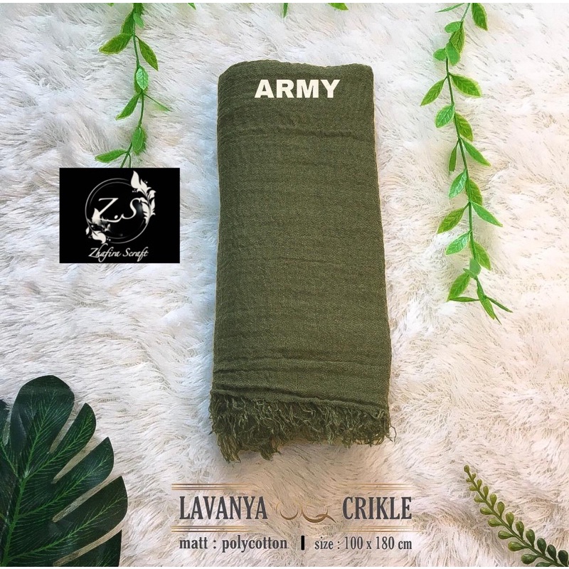 HIJAB Best Seller PASHMINA CRINKLE / CRINCLE - PASHMINA CUTTON CRINKLE / NEGRO / KUSUT-Army