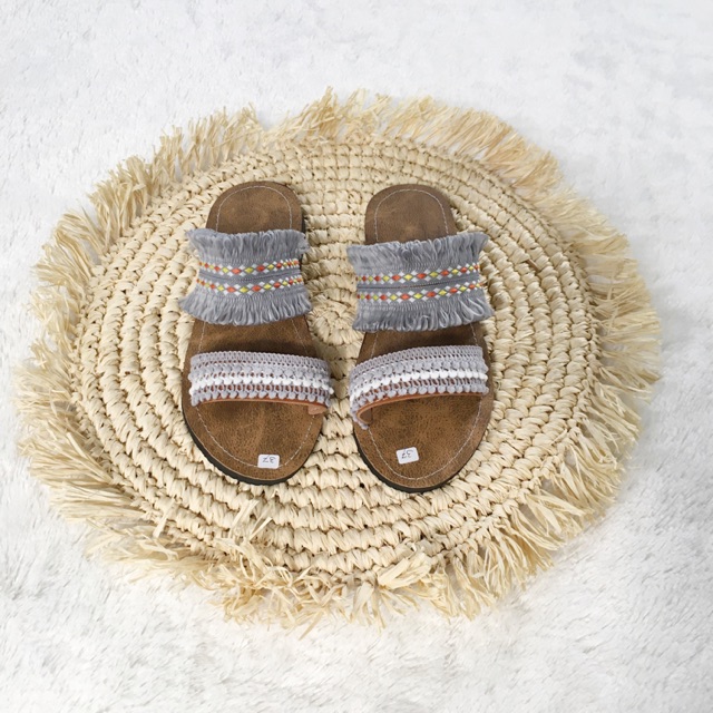 Boho simply grey sandal sandal boho / sandal etnik / sandal bohemian / sandal wanita-1