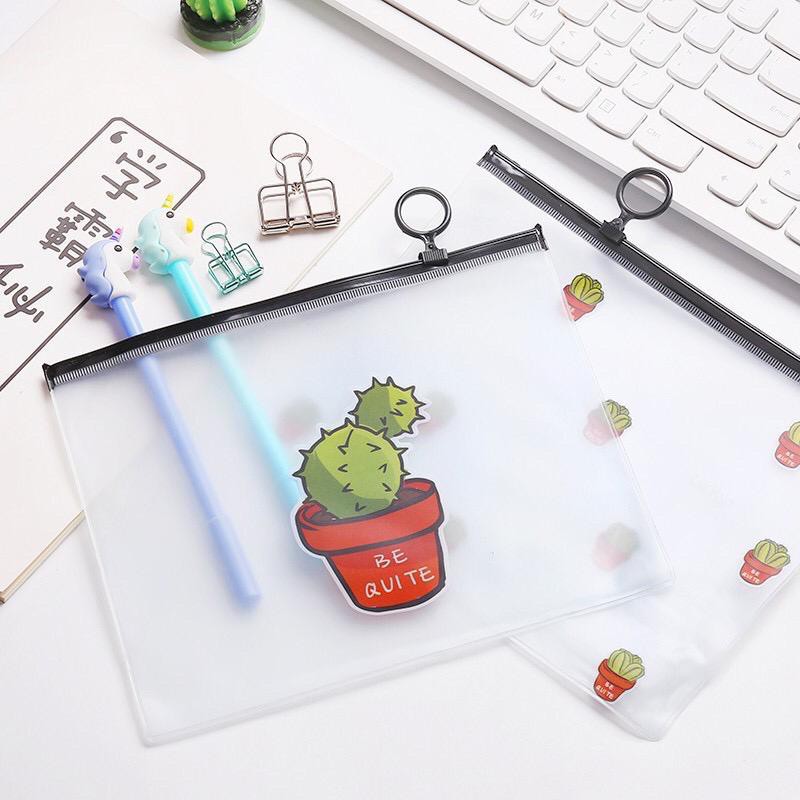 Tempat Pensil Kaktus - Zipper Bag Cactus - Ziplock Motif Kaktus - Storage Bag - Pouch Kosmetik