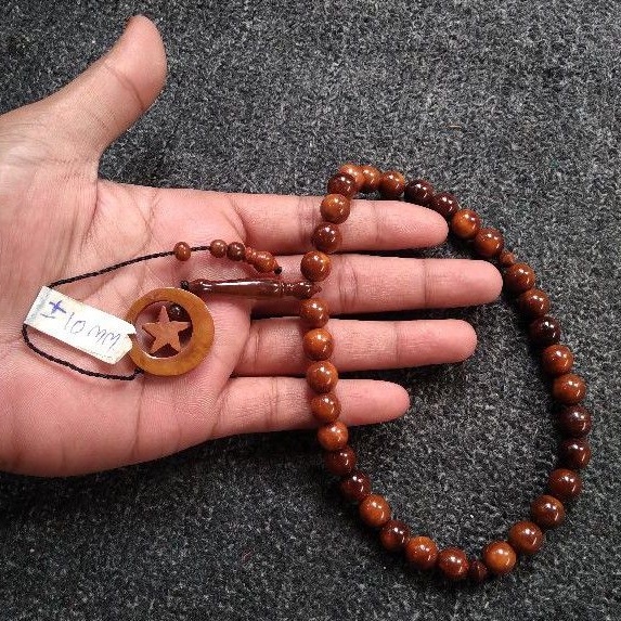 tasbih kokka bulat ± 10 mm ( 10mm )  33 butir bulan bintang