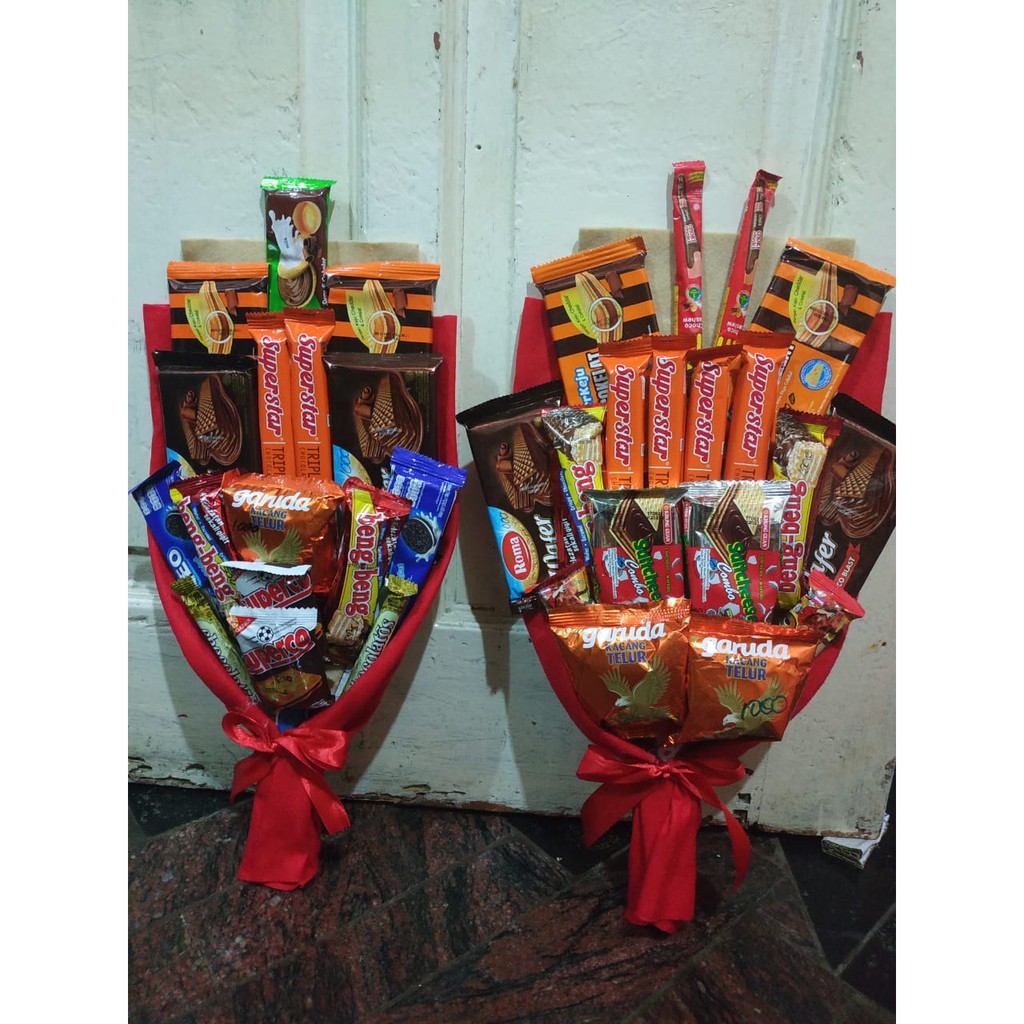 

bucket bunga snack 40rb kado hadiah ultah wisuda anniversary