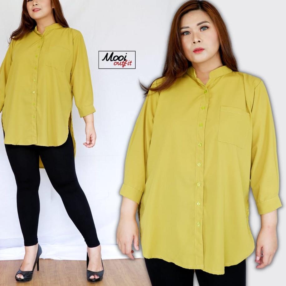 ✲ Kemeja Tunik Jumbo Terbaru / Tunik Kemeja Krah Shanghai Kekinian / Tunik Jumbo Xxxl Ld 120 Modern 