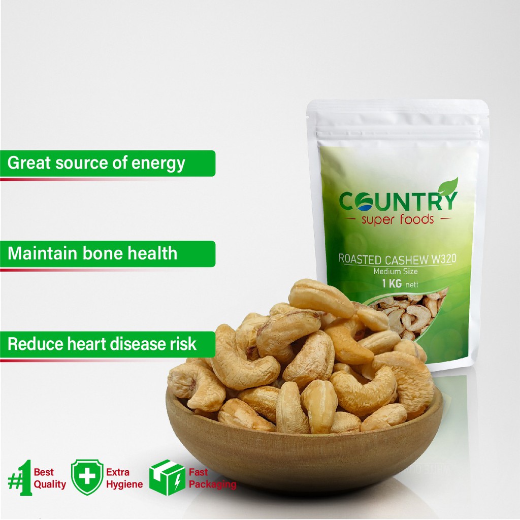 

Roasted Cashews W320 Medium Size | Kacang Mede Panggang [ 1 Kg ]
