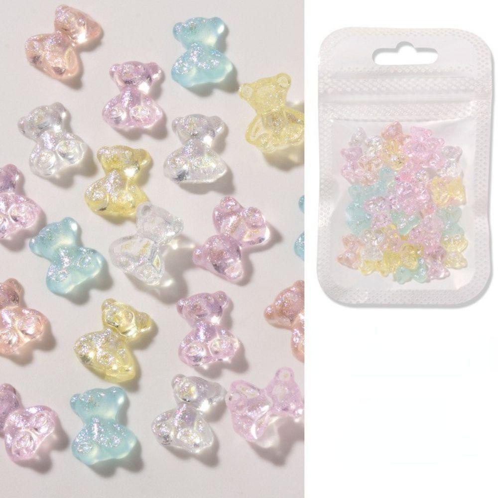 AUGUSTINA Augustina Nail Art Charms Sparkly Crystal Love Heart Peach Manikur Aksesoris Beruang Dekorasi Nail Art