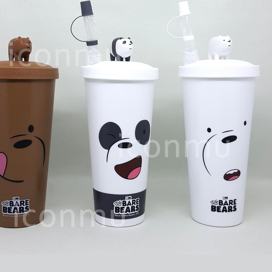 New Arrival ATR-234 Miniso Botol Minum Tumbler Dengan Sedotan Karakter We Bare Bears / WBB