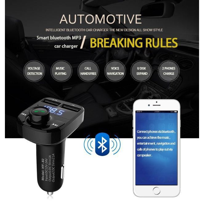 Car Charger  Bluetooth mobil  2 Port USB Modulation MP3 Transmitter Dengan bluetooth mobil ORIGINAL 3.1 Amper